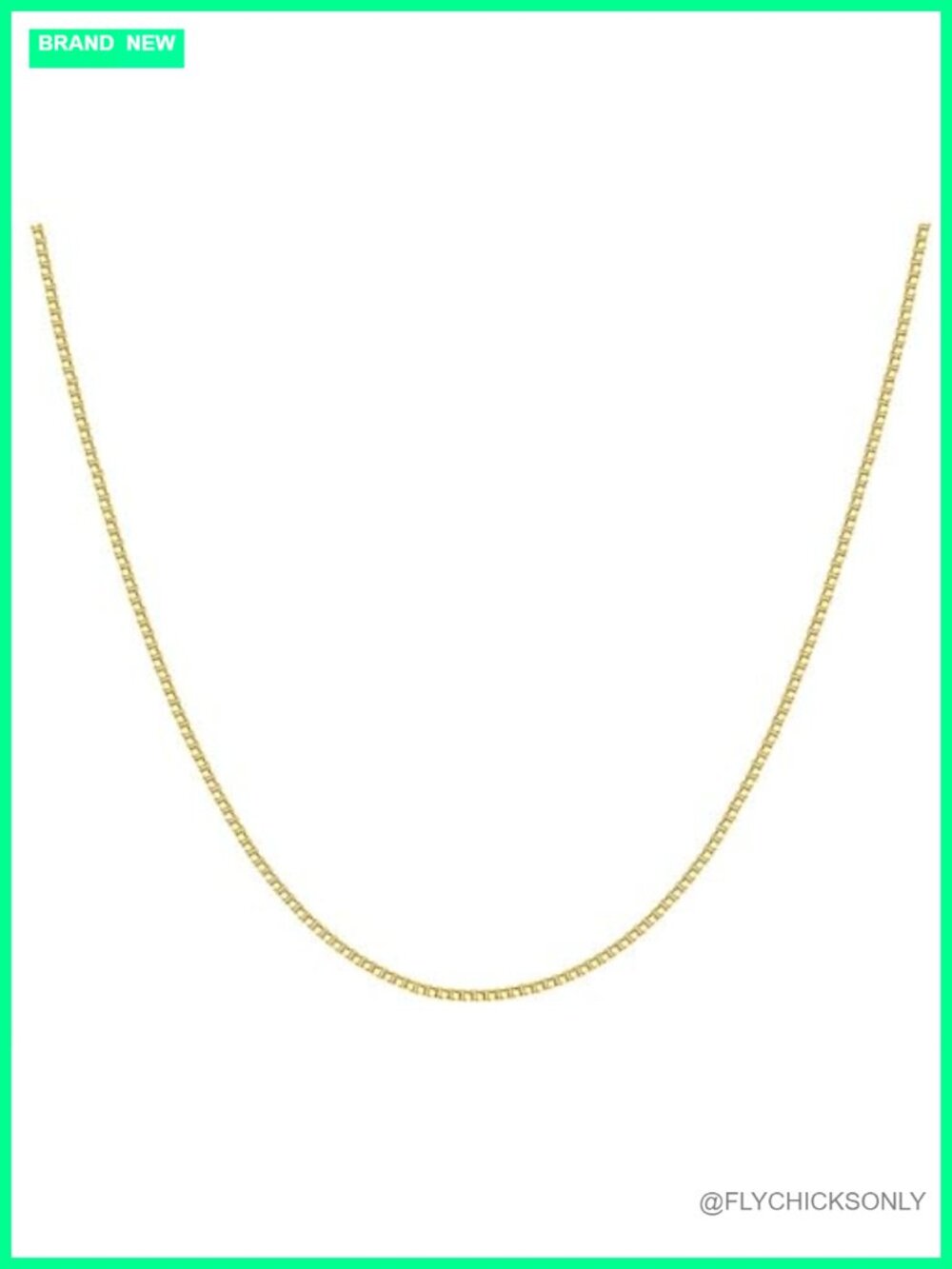 14K Solid Yellow Gold Box Chain Necklace 0.6mm Layering